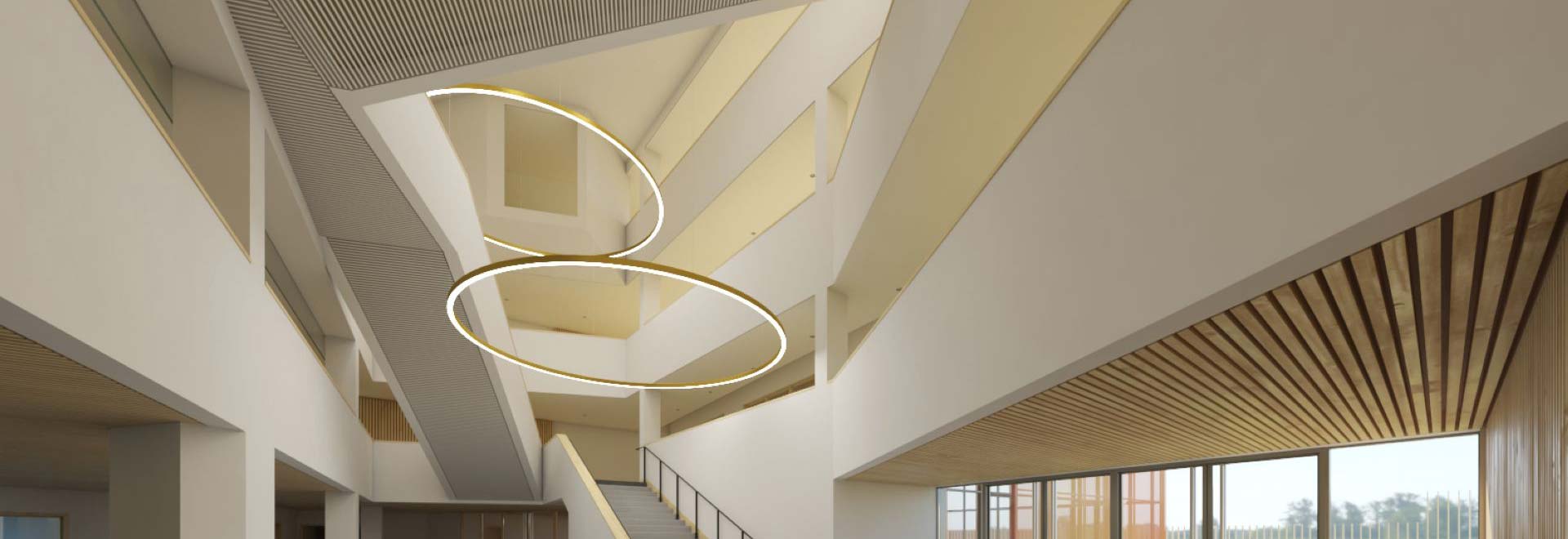 conception lumière du hall du pôle d'enseignement supérieur de la Joliverie par le BET Luc Moreau